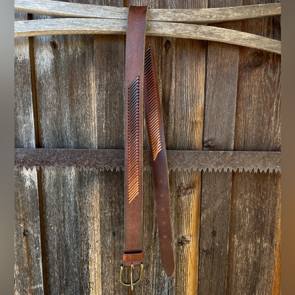 American Eagle Leather Belt with Ombré Woven Detailing